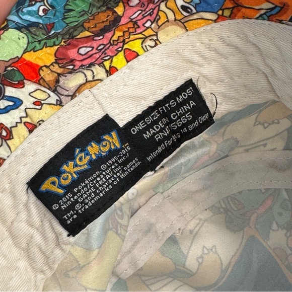 2015 Pokemon Bucket Hat All Over Print RN # 115665 One Size Fits All - Picture 9 of 10